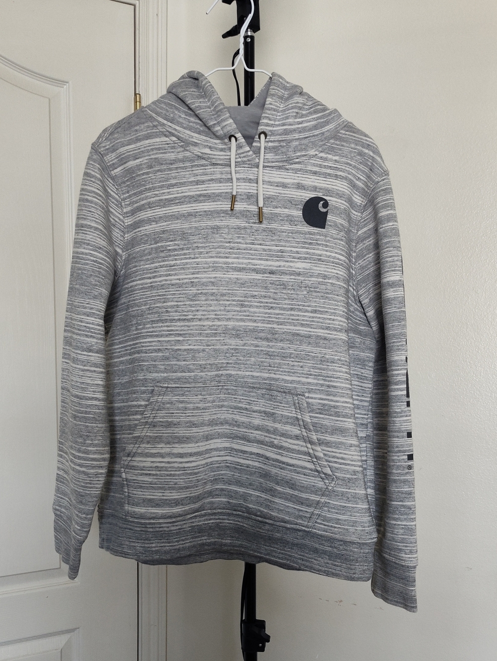 Carhartt Heathered Gray Striped Hooded Pullover